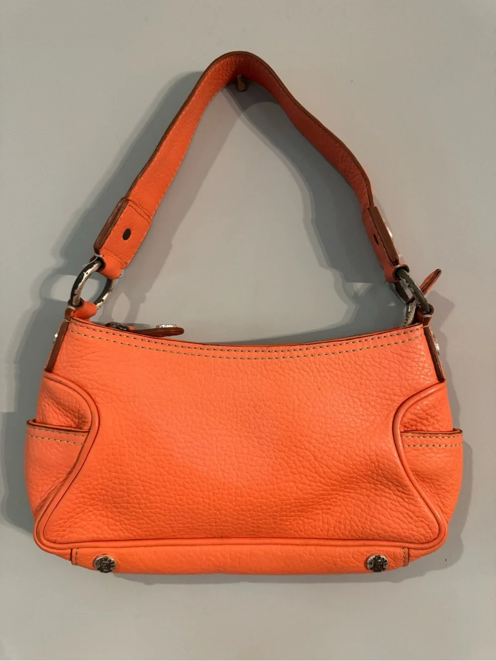 Michael Kors Orange Pebbled Leather Shoulder Bag